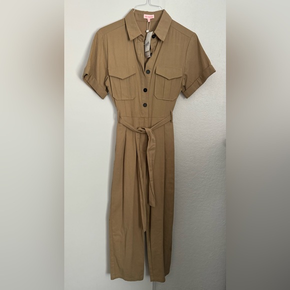 Renamed Jumpsuit Army Button Down Utility Collard Ankle Tie Waist Size Medium - Picture 1 of 4